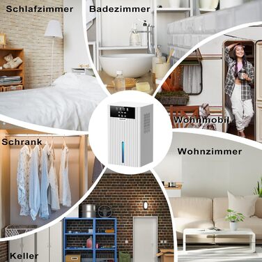 Електричний осушувач повітря 2400 мл з автоматичним відтаванням, 10 кольорів підсвічування, таймер 8/12/24 год, портативний для ванної, спальні, кухні, шафи (новий білий)