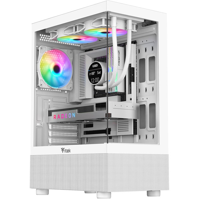 Корпус для ПК Itek SHOWBUI 33W – ігровий, ATX, білий, з RGB-вентилятором та скляними панелями