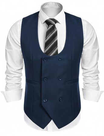 COOFANDY: Дворядний піджак з V-подібним вирізом (S, Синій)