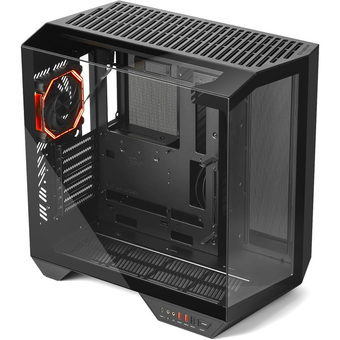 darkFlash DY470 - Корпус для ігрового ПК Full-Tower ATX з 4 PWM-ARGB вентиляторами, підтримка RTX 40, 2 камери, панорамне скло, радіатори до 360 мм (білий)