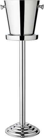 EDZARD Sparkling Wine Cooler Valencia - Stainless Steel - Bottle Cooler, Champagne Cooler incl. Stand - Drink Cooler for 1 Bottle - Bowl for Wine, Sparkling Wine & Ice Cubes - Wine Cooler Hammered with Handles (Smooth)