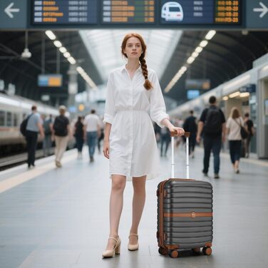 Набір валіз KONO 3 в 1: Trolley, ABS+PC, з коліщатами та кодовим замком (Сірий/Коричневий)