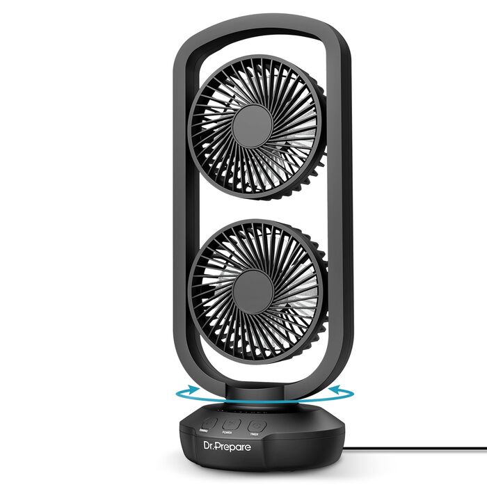 Вентилятор настільний DR.PREPARE 40см з 3 швидкостями, коливання 105°, таймер, чорний