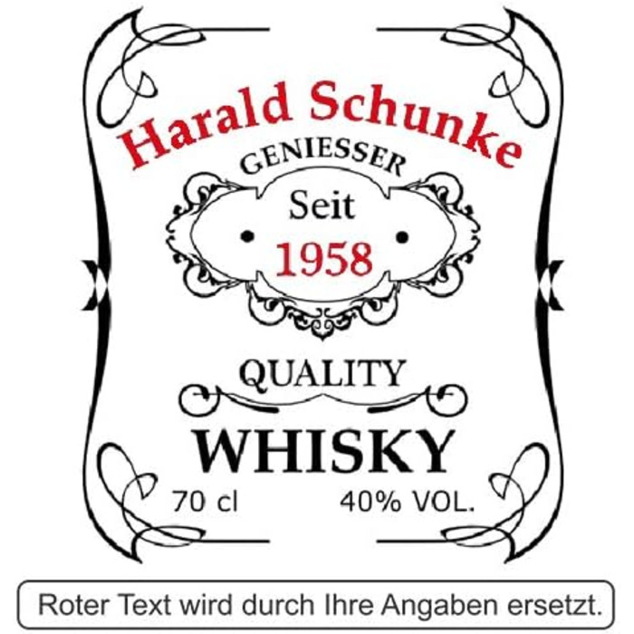 Personalized Noble Whisky Bottle with Engraving - 700 ml Decanter with Glass Stopper - Whisky Carafe Gift for Birthday - Quality Whisky Design