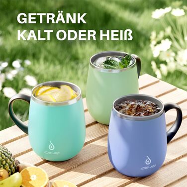 Кружка для кави та чаю Ideus 470 мл з нержавіючої сталі, подвійні стінки, вакуумна ізоляція, зелена