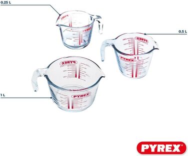 Набір скляних контейнерів Pyrex Classic 0,25л, 0,5л, 1л, прозорі, 3 шт. з 3 засобами для чищення