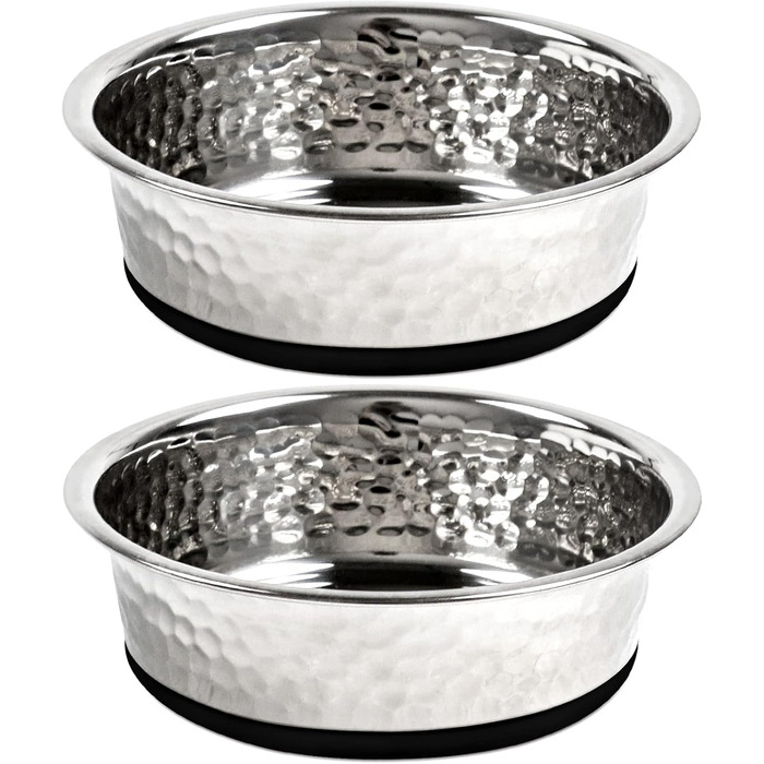 Набори мисок для собак великих, середніх та малих порід, 2 шт. з нержавіючої сталі з антиковзним силіконом, 22 см