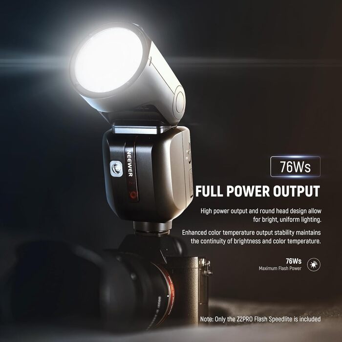 NEEWER Z2-N: Світловий проблиск Speedlite 2.4G TTL для Nikon з моделюючою лампою, швидким перемикачем TCM, HSS 1/8000s, акумулятор 2600mAh