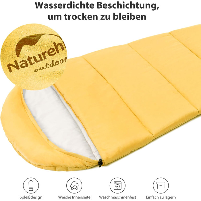 Дитячий спальний мішок Naturehike C100-Gelb для кемпінгу та подорожей (бавовна)