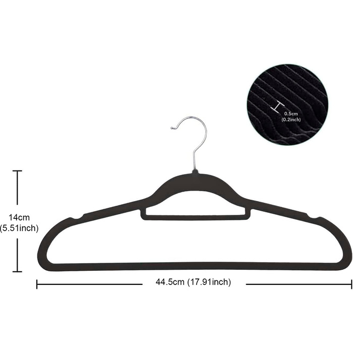 Вішалки для одягу Ediesi, 50 шт., сірі, з антиковзаючим покриттям, м'які, тонкі, для штанів, сорочок, спідниць, костюмів (50 шт., сірі без решітки) 50 шт. (50 шт., чорні з кріпленням для краваток)