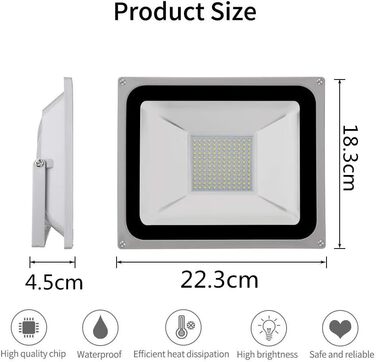 LED Floodlight Outdoor 100W Outdoor Spotlight | LED Floodlight Floodlight Outdoor Searchlight Cold White | Super Bright 10000LM 6000K Cold White IP65 Waterproof Floodlight Wall Light for Garden Sports Field