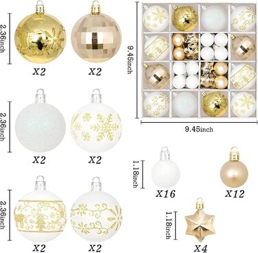 Набір прикрас на ялинку Гаоюн, 44 шт. - ялинкові кулі для святкування Різдва з родиною та друзями
