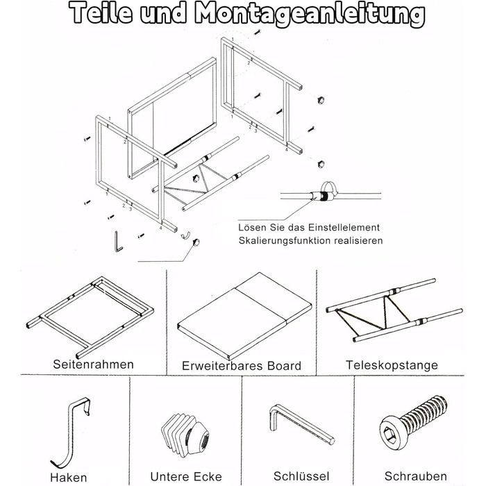 Розширювана полка для мікрохвильової печі, 2 яруси з 6 гачками, телескопічна полка для кухні 42-64 см, органайзер для спецій та кухонного приладдя (Чорний)
