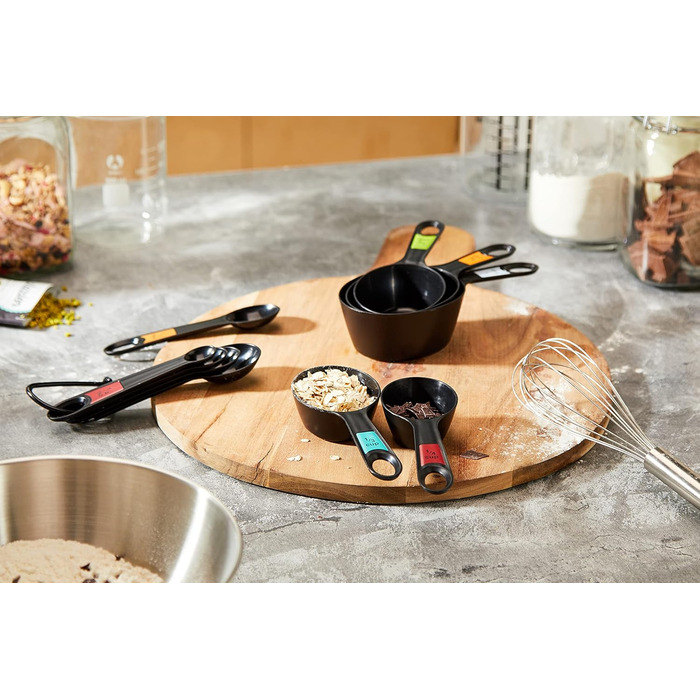 Набір мірних ложок KitchenCraft 10 шт. з тримачем, чорний