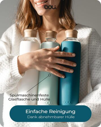 Doli Stainless Steel Water Bottle with Silicone Sleeve - Ideal for Hot & Carbonated Drinks - Absolutely Leak-Proof - Dishwasher Safe - BPA-Free