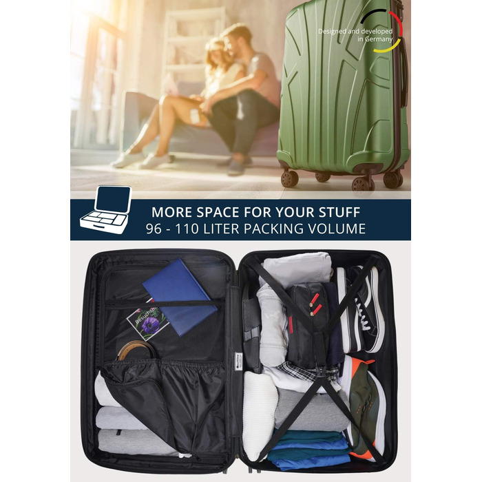 Чохол-валіза Suitline з жорстким корпусом, XL, 76 см, 96-110 літрів, ABS матовий, з TSA замком