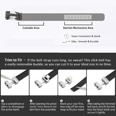 Чоловічий шкіряний ремінь з пряжкою Ratschengürtel, преміум якість, регульований, чорний, 124.5 см