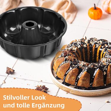 Форма для кексів Onader, карбонова сталь з антипригарним покриттям, 25,5 см, кругла, для випікання кексів, хліба, здоби, легко миється (чорна)