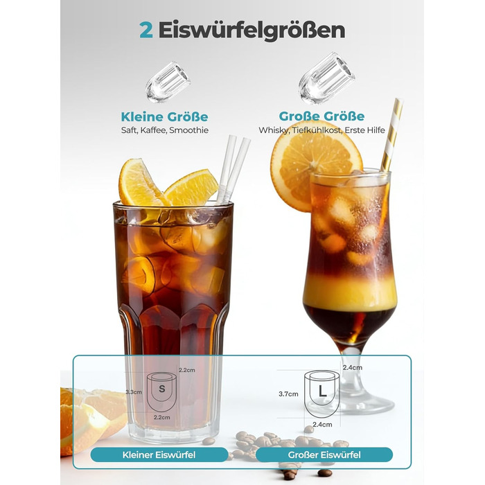 Машина для льоду FOHERE портативна, самоочисна, 14 кг/24 год, 2 розміри, компактний дизайн, керування однією кнопкою, інтелектуальні сповіщення, з лопаткою та кошиком для дому/бару/офісу/кемпінгу (чорний)