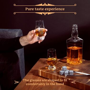 Набір склянок для віскі з аксесуарами та охолоджувальними каменями - 2 склянки, 8 каменів, пінцет з нержавіючої сталі - подарунковий набір віскі для чоловіків. 2 кришталеві келихи (2 тюльпанових келиха)