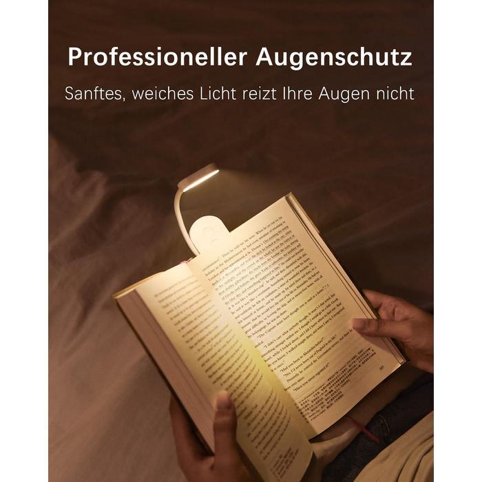 LED-лампа для читання з USB-зарядкою, 9 світлодіодів, 3 режими температури кольору, регульована яскравість, гнучкий поворот на 360°, для читання в ліжку