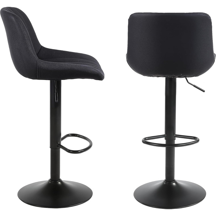 Youhauchair Adjustable Swivel Bar Stools with Backrest - PU Leather, Modern Kitchen Bar Stools (2-Pack, Black)