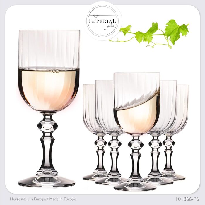 Набір келихів для білого вина 'Прага' 320мл, 6 шт. з кристалічного скла, Vintage, стійкі до миття в посудомийній машині