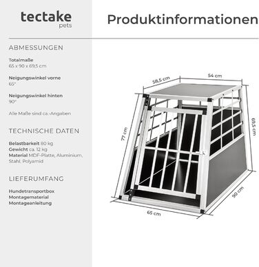 Транспортна переноска для собак tectake® XL - переноска для авто та дому, алюміній, для 2 собак, 97 x 90 x 69,5 см