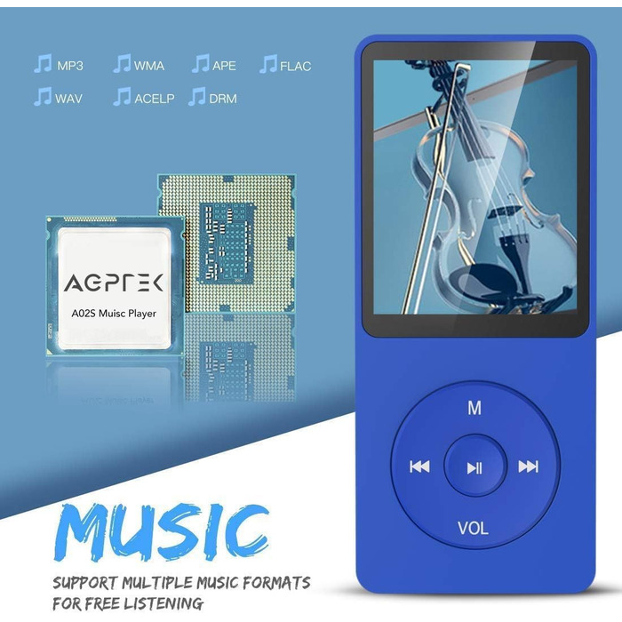 MP3-плеєр AGPTEK 32GB зі спікером, 70 годин роботи від акумулятора, 1.8