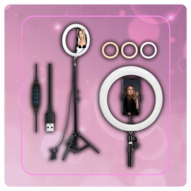 Кільцева LED-лампа 80 Вт, 30 см: з пультом та штативом 210 см для макіяжу та селфі