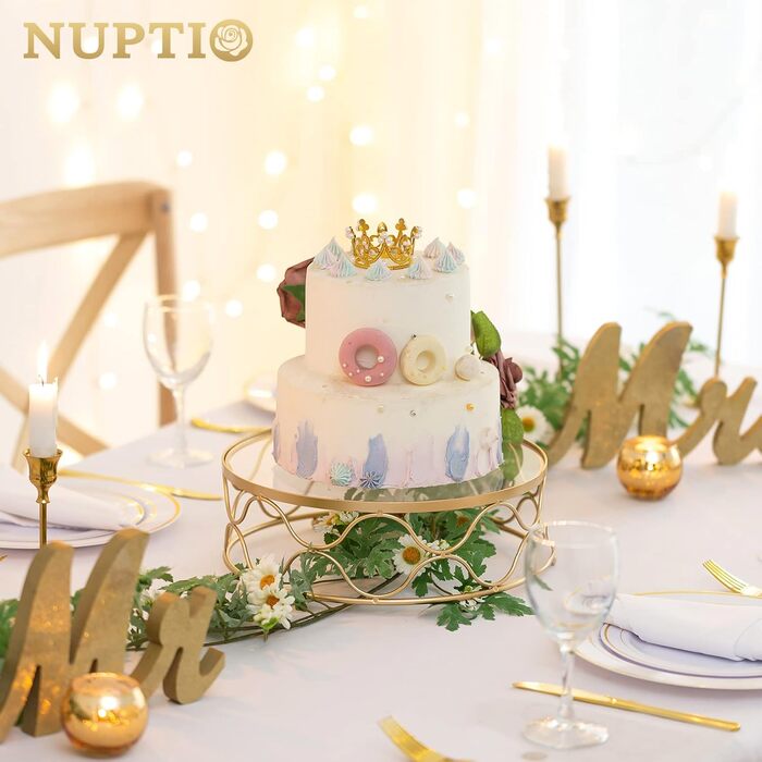 Золотий підставка для тортів NUPTIO: кругла, 30 см, для вечірок, днів народжень, хрестин, святкування