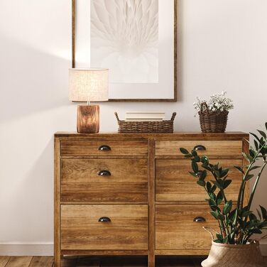 Настільна лампа Fischer & Honsel Malik: бетон з імітацією дерева, тканинний абажур, висота 35 см, діаметр 20 см