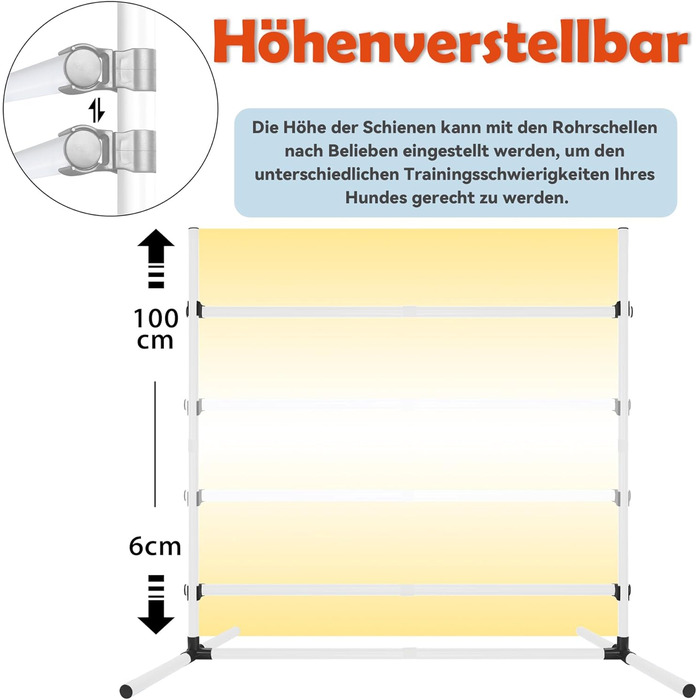 Набір для аджиліті для собак: перешкоди, стійки для слалому, обладнання для дресирування. Регульована висота, 104x70x101см, зелений