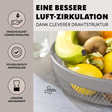 Двоярусна кругла фруктова тарілка/корзина для хліба Eluno, металева, тауп (бежевий)