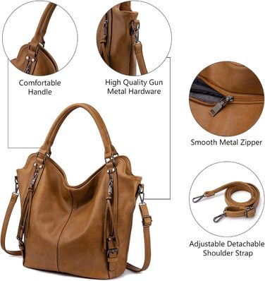 Жіноча сумка-шопер Reaer 2 в 1: сумка через плече та гаманець для офісу, навчання, подорожей (світло-коричнева)