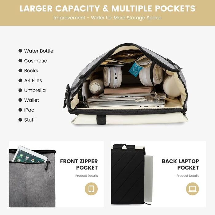 LOVEVOOK Рюкзак для підліток, дівчаток: водонепроникний, з відділенням для ноутбука 15.6