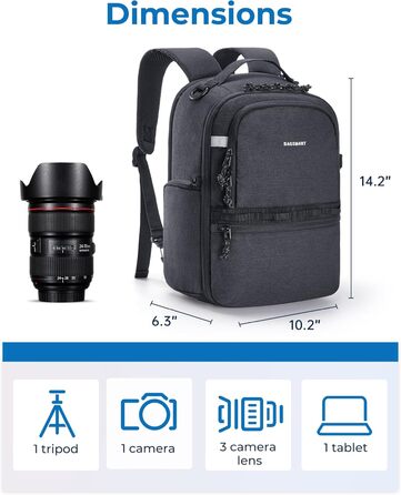 Сумка-рюкзак для фотокамери Bagsmart: DSLR/SLR, сумісна з iPad 12.9