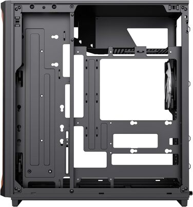 Корпус ПК GAMEMAX F45 Mid-Tower чорного кольору з дерев'яним декором, 4x ARGB PWM вентилятори, сумісний з BTF материнськими платами, скляна бічна панель, для геймінгу