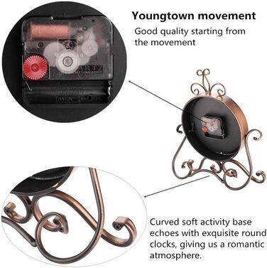 HZDHCLH Retro Silent Roman Table Clock for Living Room Bedroom Office Art Desk Clock (Copper)