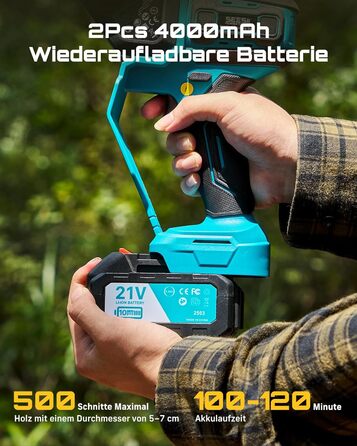 SEESII Безщіткова міні-пилка 6 дюймів, ручна акумуляторна пилка з 2 * 4000 mAh акумуляторами, одноручна акумуляторна пилка з автоматичним змащенням, сумісна з акумулятором Makita 18V, електрична пилка для дерева, гілок 6 дюймів безщіткова (6+8 дюймів безщ