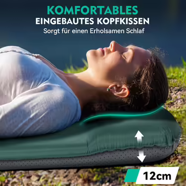 HIKENTURE Self-Inflating Sleeping Pad, 8CM Thick Foam Camping Mattress, Self-Inflating Air Mattress, Comfortable Sleeping Mat for Outdoor, Tent, Hiking (Dark Green)
