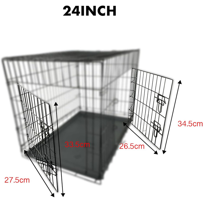Клітка для собак 60x43x48 см, складана переноска з металу для собак, 2 дверцята, переноска для тварин, авто-переноска, клітка для собак Small