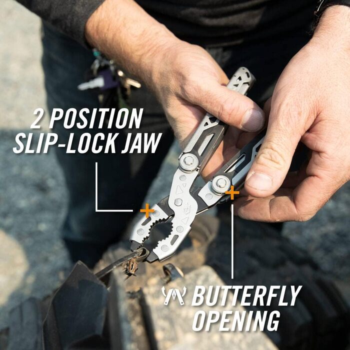Gerber Multi-Tool with 12 functions, Dual Force, includes holster, with one-hand opening and frame-lock locking mechanism, overall length: 12 cm, 30-001613
