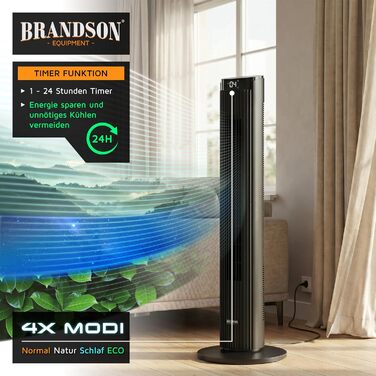 Вентилятор підлоговий Brandson ECO Design DC Motor, 12 швидкостей, пульт, тихий, коливання