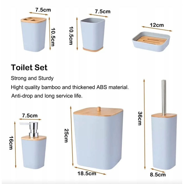 Комплект аксесуарів для ванної кімнати квадратний, 6 предметів, білий 49811