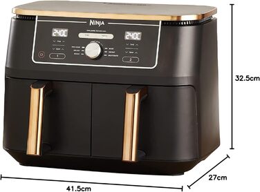 Ninja Foodi MAX Dual Zone Air Fryer - 9.5L, 6-in-1, Copper/Black - AF400EUCP