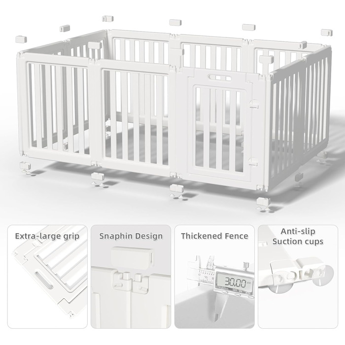 Прозорий вольєр для собак з дверцятами, легкий у чищенні та встановленні, переносний загон для цуценят для дому та саду (Білий, 77 см у висоту, 30,5 см)