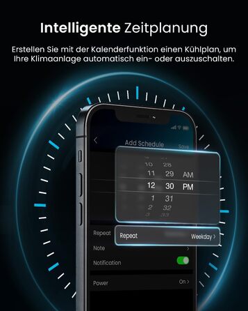 Мобільний кондиціонер Pro Breeze™ 4-в-1: охолоджувач, вентилятор, осушувач повітря, нічний режим, клас енергоефективності A, комплект ущільнювача для вікна, пульт дистанційного керування та таймер 24 години, білий (12000 BTU, Smart App)