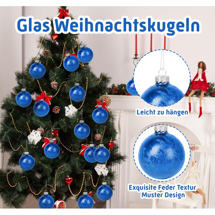 Скляні кулі Hengsong на Різдво: 24 шт., чорні та золоті, 6 см. Декоративні прикраси для ялинки