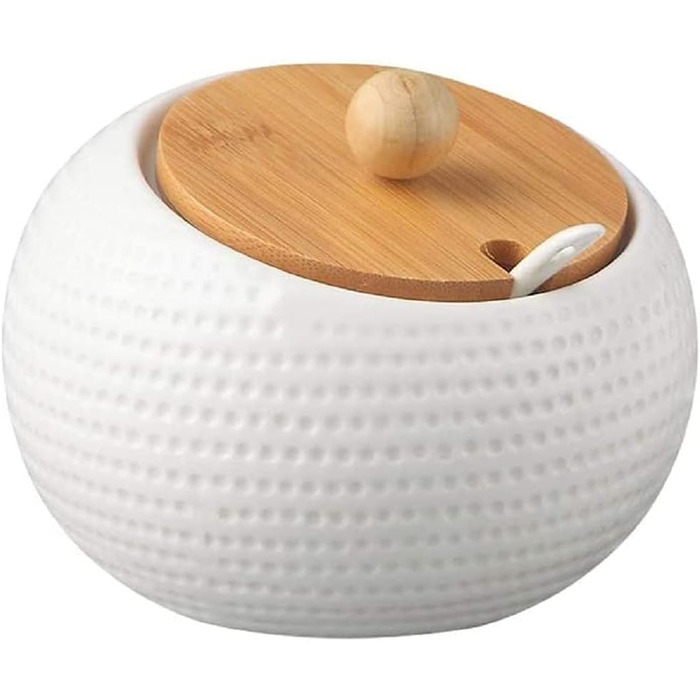 Керамичні банки для спецій, цукру та солі з бамбуковими кришками та ложками - набір для кухні